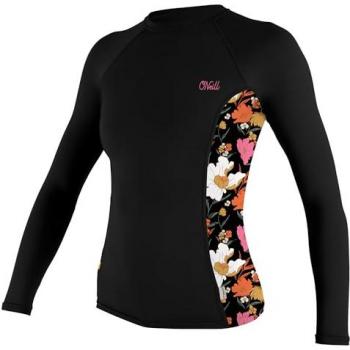 Camiseta Rashguard de Manga Larga O'Neill para Mujer con Estampado Lateral, Costuras Planas y Zonas Sin Costuras para Remo - Color Negro, Talla XS