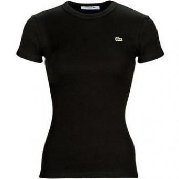 Lacoste TF5538-00 Camiseta Slim Fit de Algodón Ecológico para Mujer con Logo Negro