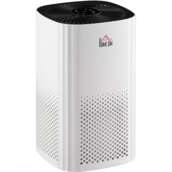 HOMCOM 823-030V90WT Purificador de Aire con Filtro HEPA de 3 Capas, CADR 225 m³/h para hasta 24 m², Pantalla LED, 4 Veloc