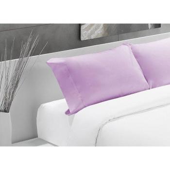 Funda de Almohada de Algodón Percal 200 Hilos Malva - Tejido Natural Liso, Transpirable y Duradero
