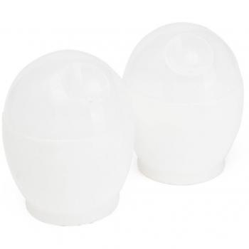2pcs Blanco horno microondas escalfador para cocción rápida huevos cocina