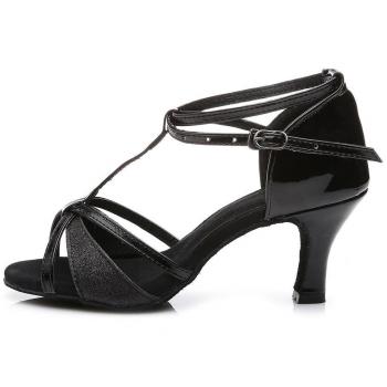 HROYL Zapatos de baile/Zapatos latinos de el negro satín mujeres ES7-F55 EU 38.5