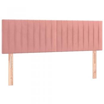 Cabecero con LED de terciopelo rosa 144x5x78/88 cm