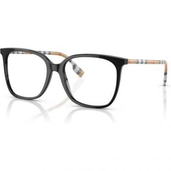 Burberry BE2367 Women's Square Eyeglasses, Color 3853, Black Frame, Size 52, Blue Light Block Available