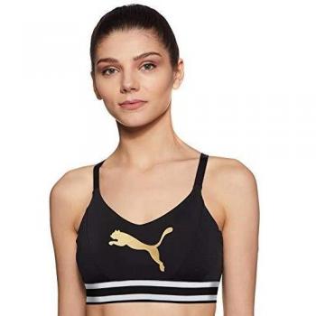 Puma Logo Bra M – Camiseta, otoño/Invierno, Mujer, Color Puma Black/Gold Cat, tamaño Extra-Small