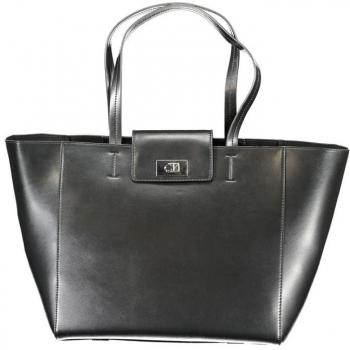 Calvin Klein Black Medium Shopper Tote Bag for Women with Snap Closure