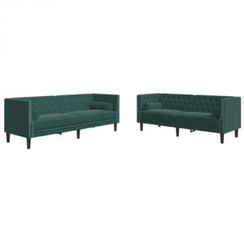 Set de sofás Chesterfield con cojines 2 piezas terciopelo verde