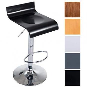 Taburete de Bar Regulable Wood Negro con Asiento de Madera y Giratorio 360°