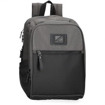 Mochila Portaordenador Unisex Pepe Jeans Stratford 13,3 Adaptable Gris con Dos Compartimentos y Poliéster 9,25L
