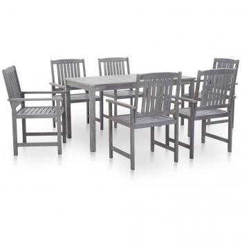 7 Piece Grey Wash Acacia Wood Outdoor Dining Set