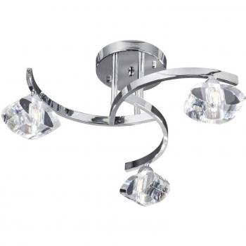 Lámpara de techo Sculptured Ice de 3 luces en cromo y vidrio K9, semi empotrada, con múltiples brazos, tipo G9