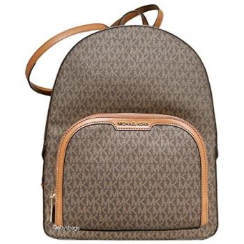 Michael Kors Jaycee Medium Brown Stylish Leather Backpack with Zip Pockets, One Size
