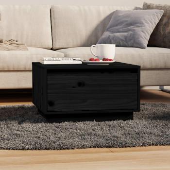 Mesa Baja de Madera Maciza de Pino Negra 55x56x32 cm