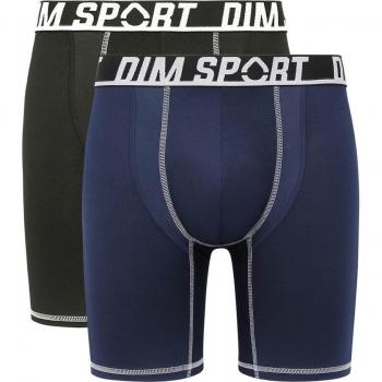 DIM Men's Long Sport Boxer Pack - 2 Pieces, Microfiber, Black & Blue