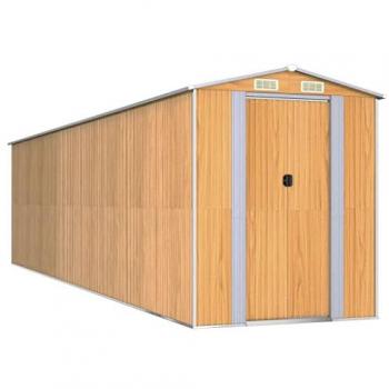 vidaXL Garden Shed Light Brown 192x772x223 cm Galvanised Steel