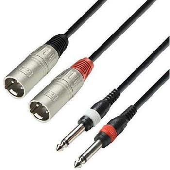 Adam Hall 3 STAR Unbalanced Twin XLR Male to Twin 1/4 TS Jack Cable, 6m