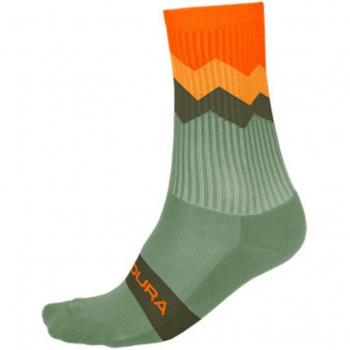 Calcetines Endura Jagged Verde Naranja para Hombre - Talla S-M