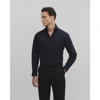 Camisa de hombre slim lisa en color azul marino