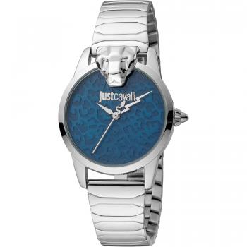 Just Cavalli Women's Stainless Steel Analog Watch - 32mm Silver with Blue Dial