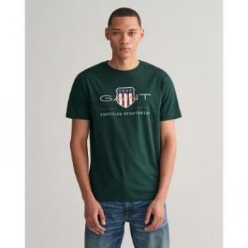 Camiseta verde Gant Archive Shield con diseño clásico para hombre