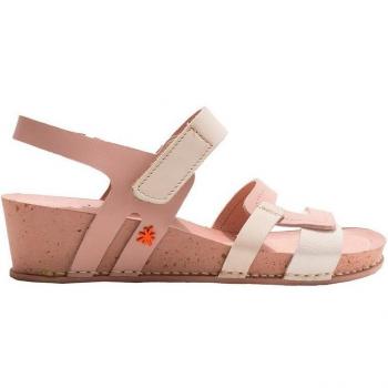 Art 1941I Imagine Sandalias de Cuña para Mujer, Piel Rosa, Altura Cuña 4.5 cm, con Autocierre Grass Waxed Rose-White