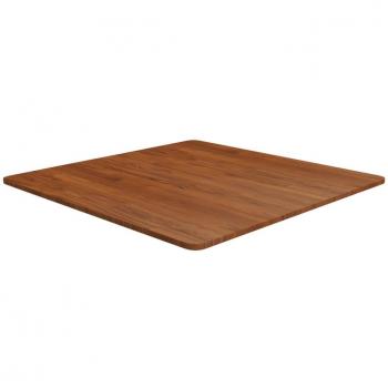 Mesa cuadrada de roble marrón oscuro 80x80x1,5 cm tratada