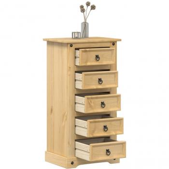 Mesita de noche Crown 53x39x103 cm en madera maciza de pino marrón
