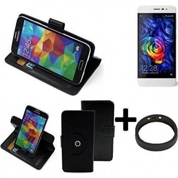 TOP SET: 360° Funda Smartphone para coolpad Torino S, negro + anillo protector | Función de stand Caso Monedero BookStyle mejor precio, mejor funcionamiento - K-S-Trade