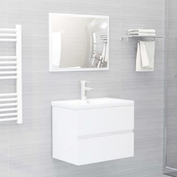 Juego de muebles de baño de madera de ingeniería blanco brillo
