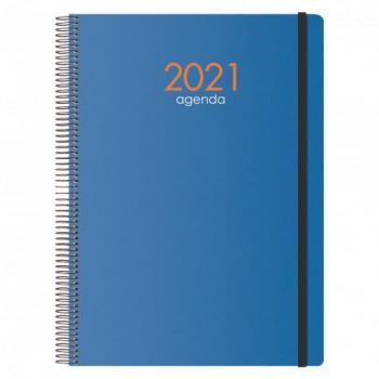 Agenda Dohe Syncro Día Página Tamaño A4 (21x29,7 cm) Cubierta de Plástico Azul con Cierre de Goma Elástica