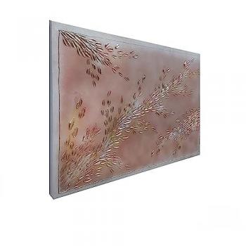 Cuadro Artesanal Perla Marrón y Oro - 80x120 cm