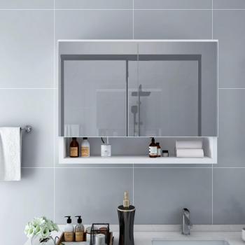 Armario de baño con espejo LED 80x15x60 cm MDF blanco