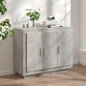 Aparador de hormigón gris 92x35x75 cm madera contrachapada