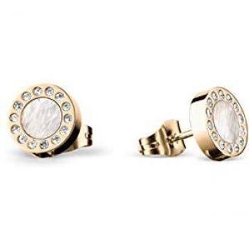 Pendientes Bering Redondos de Acero Inoxidable IP Dorado con Circonitas 707-259-05