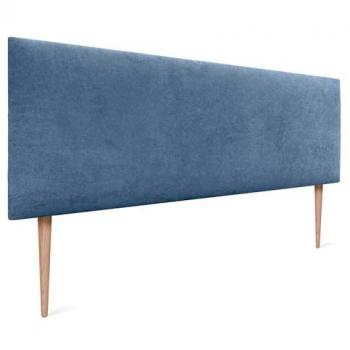 Cabecero Tapizado Aqualine Liso de Polipiel o Tela Azul con Patas para Cama (160x105cm, Camas 150/160)