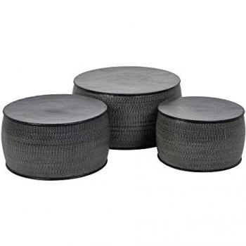 Mesa auxiliar set de 3 unidades 66 x 66 x 34,5 cm Negro Aluminio