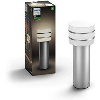 Philips Hue – Lámpara inteligente, Hue Tuar, Sobremuro Exterior LED Inteligente, Luz Blanca Cálida, Compatible con Alexa y Google Home, Color Acero