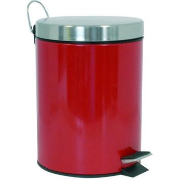 MSV MS608 - Cubo de basura con pedal metálico, 3 l, color rojo
