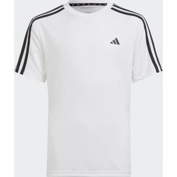 Camiseta de Manga Corta Adidas Essentials Train Aeroready 3-Stripes Regular-Fit para Chicos - Blanco