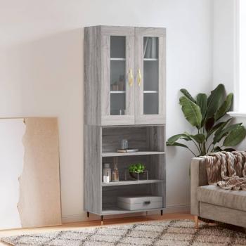 Aparador alto de madera contrachapada gris sonoma 69,5x34x180 cm