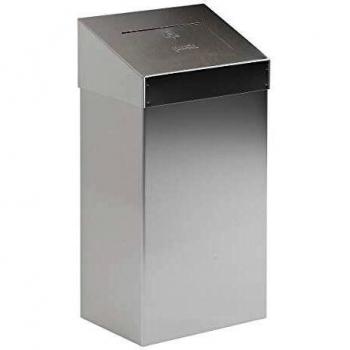 Colector de residuos con tapa de cierre Push, 18 litros, aluminio blanco, dimensiones 277 x 500 x 170 mm