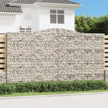Cestas de gaviones 15 uds forma de arco hierro 400x50x220/240cm Plateado