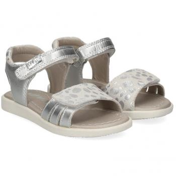 Sandalias abiertas de niña de piel en plata