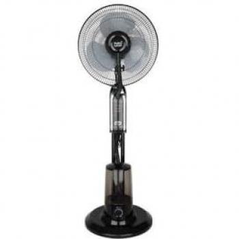 Ventilador de Pie Tromba Negro 80W con Nebulizador, Tanque de Agua de 3L, Control Remoto y Temporizador, Dimensiones 130x43x40 cm