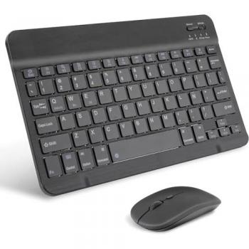 Teclado Inalámbrico Portátil Ultradelgado COSHANO AIMMIE Negro con Ratón Inalámbrico Recargable