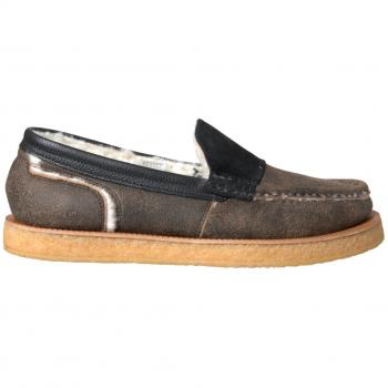 Dolce & Gabbana Luxury Leather Fur Loafers for Men, Brown Black, Size EU40.5/US7.5