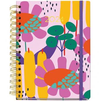 Agenda Anual 2024 Flores Miquelrius Semana Vista Plus Wire-O Bloom 155 x 213 mm