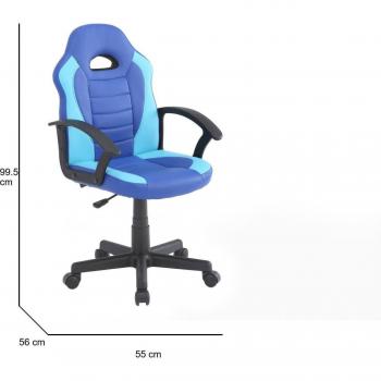 Silla Gaming Dfaraon para Niños, Sillón de Escritorio Ajustable 56x55h89/100 cm, Color Azul y Azul Claro