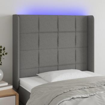 Cabecero LED de tela gris oscuro 93x16x128 cm con iluminación integrada