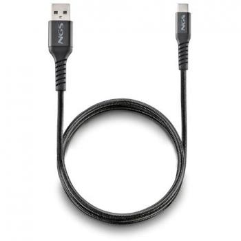 Cable USB-A a USB-C 1 Metro NGS KNOT-AC - Carga Rápida, Transferencia de Datos 480 bps, Trenzado Reforzado y Conectores de Aluminio - Alta Resistencia y